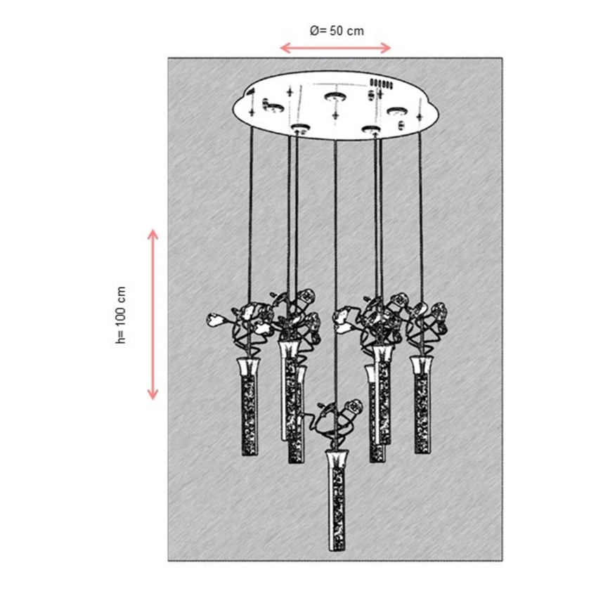 Żyrandol LED na lince PIGEON 7xLED/6W/230V 6500K chrom błyszczący