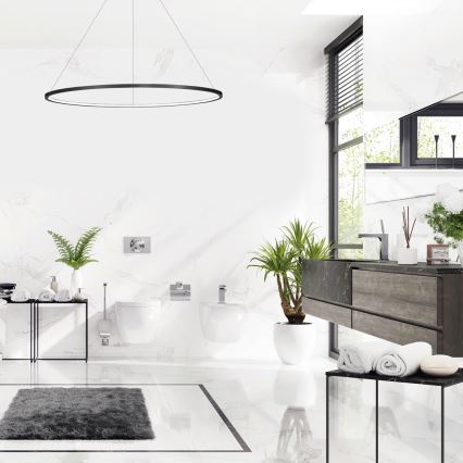 Żyrandol LED na lince SATURNO 65W/230V Ø120 cm IP44 czarny