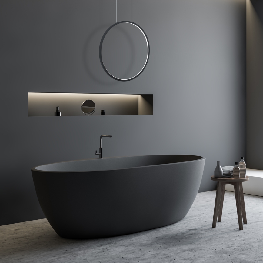 Żyrandol LED na lince SATURNO LED/28W/230V Ø 50 cm IP44 czarny