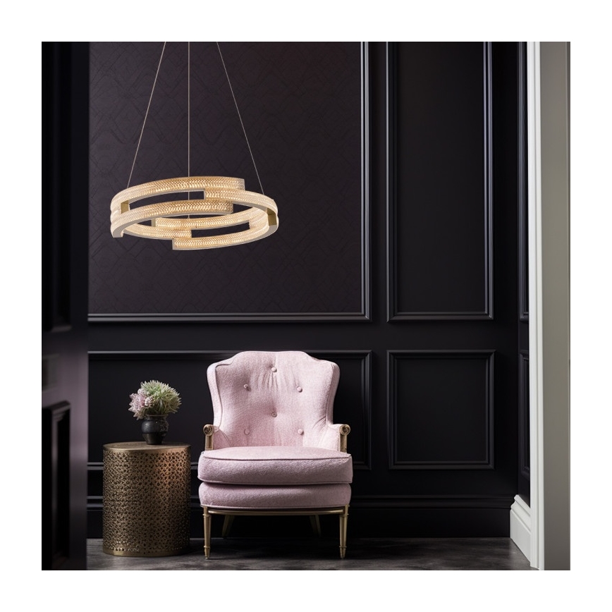 Żyrandol LED na lince TARJA LED/36 W/230 V 3000/4000/6000 K śr. 60 cm złoty