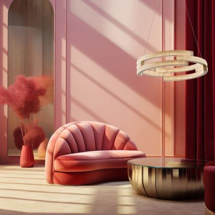 Żyrandol LED na lince TARJA LED/36 W/230 V 3000/4000/6000 K śr. 60 cm złoty