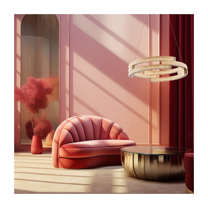 Żyrandol LED na lince TARJA LED/36 W/230 V 3000/4000/6000 K śr. 60 cm złoty