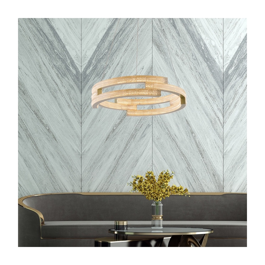 Żyrandol LED na lince TARJA LED/36 W/230 V 3000/4000/6000 K śr. 60 cm złoty