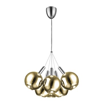 Żyrandol LED na linkach BALLS 6xLED/5W230V złoty/matowy chrom