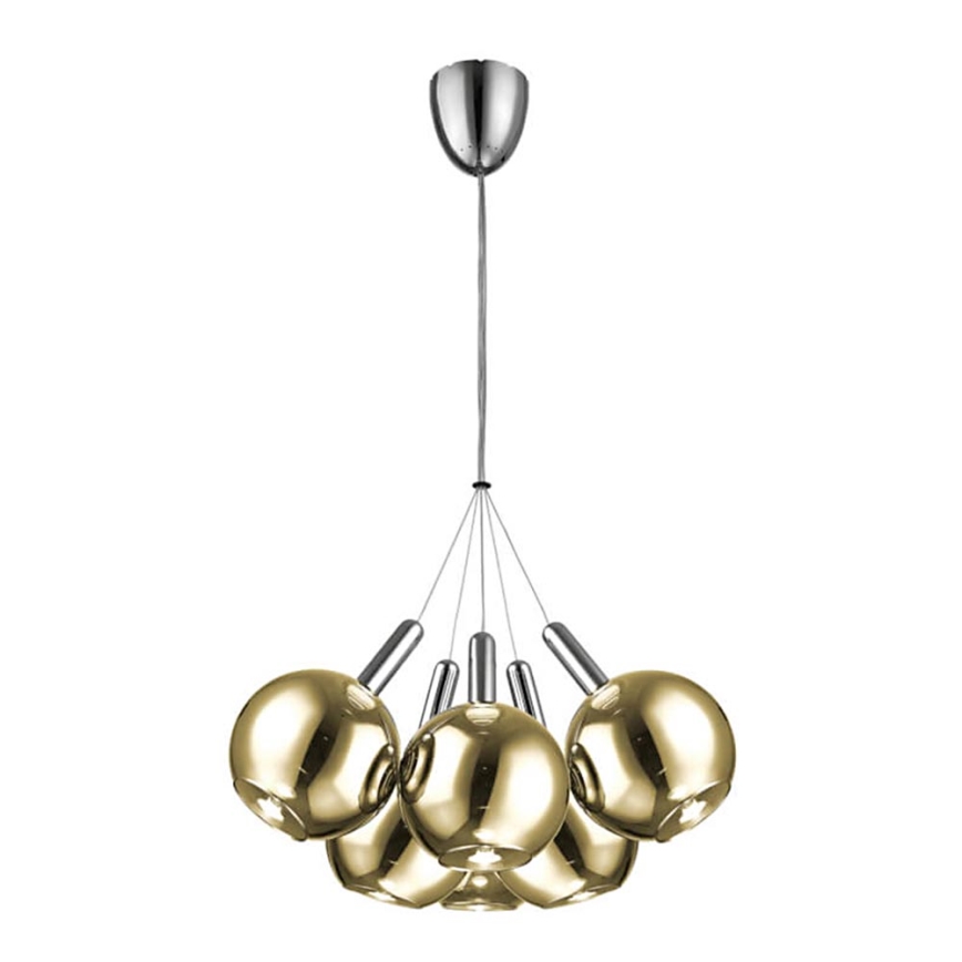Żyrandol LED na linkach BALLS 6xLED/5W230V złoty/matowy chrom