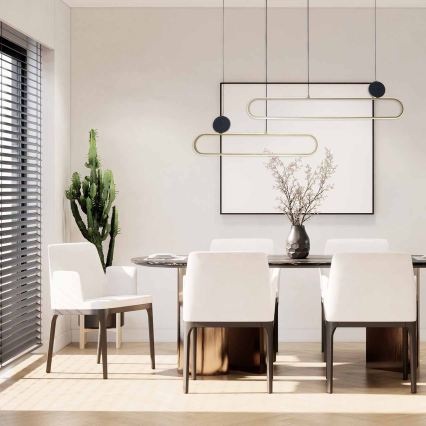 Żyrandol LED na linkach FLORENTYNA LED/48W/230V 4000K złoty/czarny