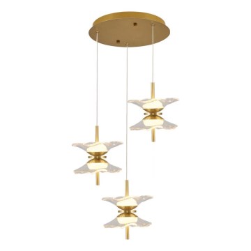 Żyrandol LED na linku BUTTERFLY 6xLED/5W/230V 3000K złoty