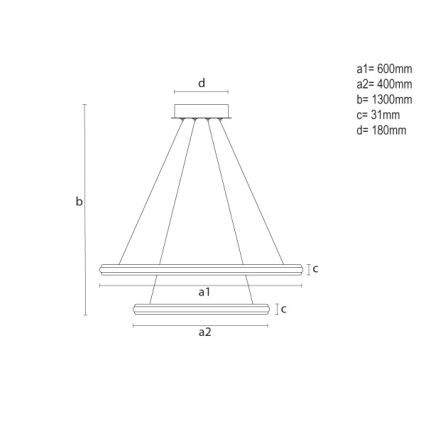 LED ściemnialny żyrandol na linkach LED/90W/230V 3000-6500K śr. 60 cm + pilot zdalnego sterowania