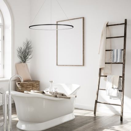 Żyrandol LED wiszący na lince SATURNO LED/57W/230V śr. 100 cm IP44 czarny