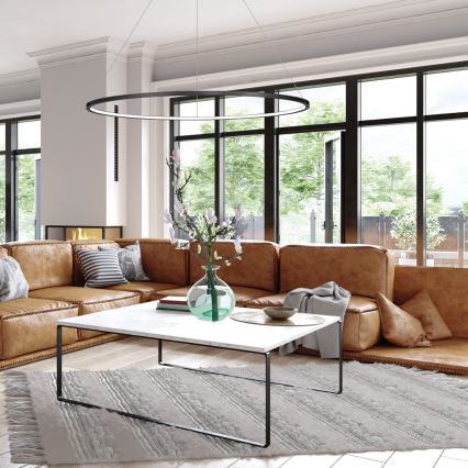 Żyrandol LED wiszący na lince SATURNO LED/57W/230V śr. 100 cm IP44 czarny