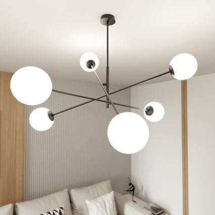 Żyrandol LINEAR 6xE14/10W/230V czarny/biały