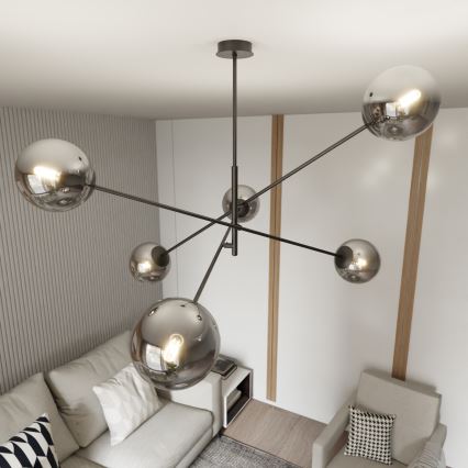 Żyrandol LINEAR 6xE14/10W/230V czarny/szary