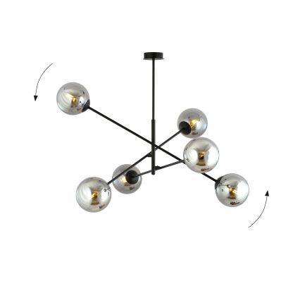 Żyrandol LINEAR 6xE14/10W/230V czarny/szary