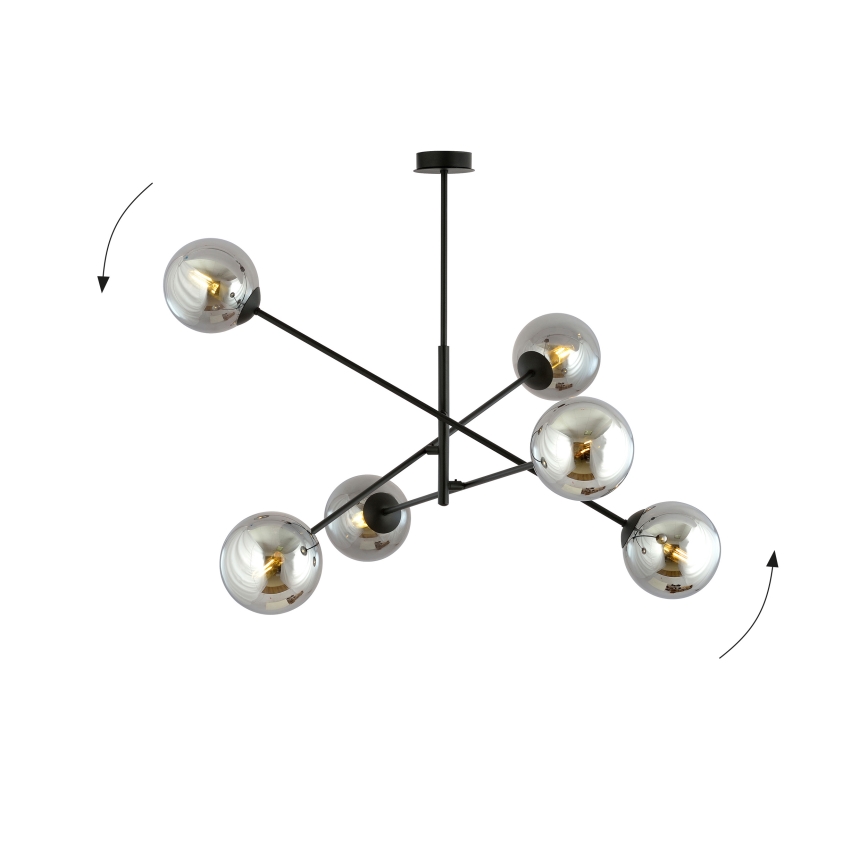Żyrandol LINEAR 6xE14/10W/230V czarny/szary