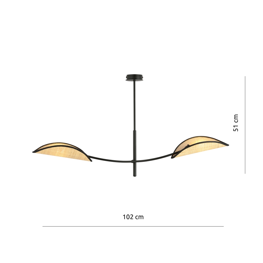 Żyrandol LOTUS 2xE14/10W/230V czarny/beżowy