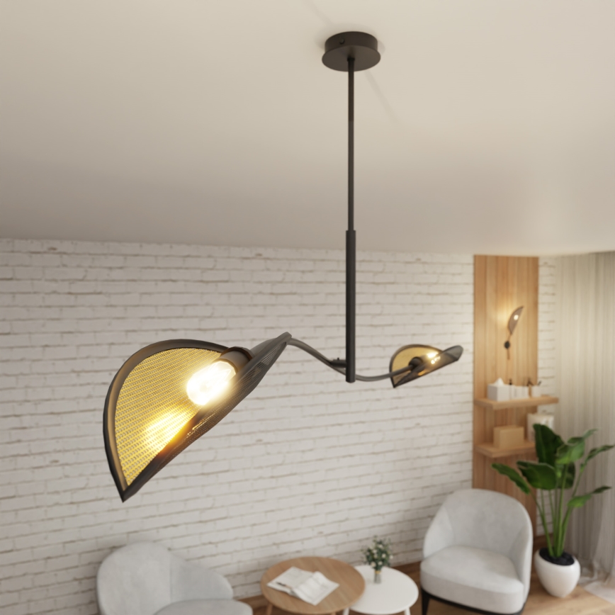 Żyrandol LOTUS 2xE14/10W/230V czarny/złoty