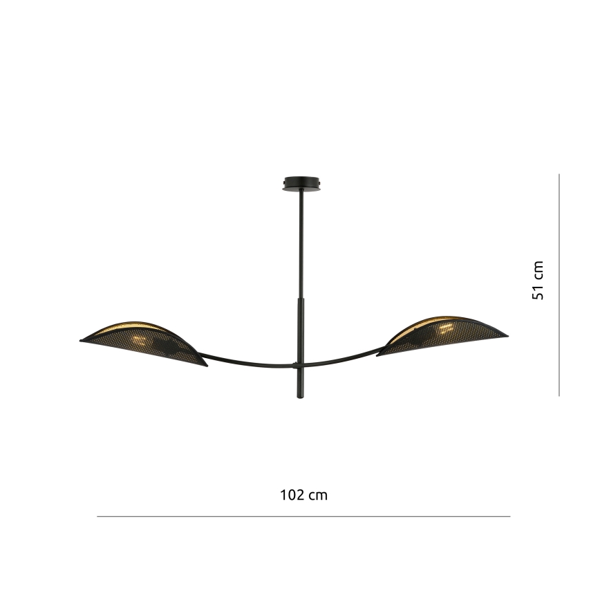 Żyrandol LOTUS 2xE14/10W/230V czarny/złoty