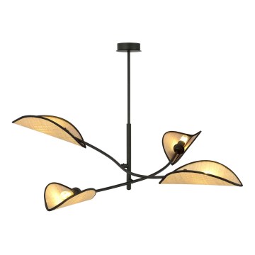 Żyrandol LOTUS 4xE14/10W/230V czarny/beżowy