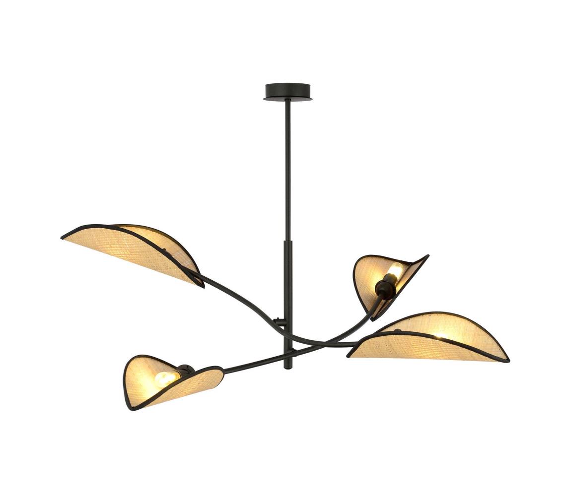 Żyrandol LOTUS 4xE14/10W/230V czarny/beżowy