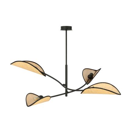 Żyrandol LOTUS 4xE14/10W/230V czarny/beżowy