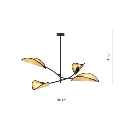 Żyrandol LOTUS 4xE14/10W/230V czarny/beżowy