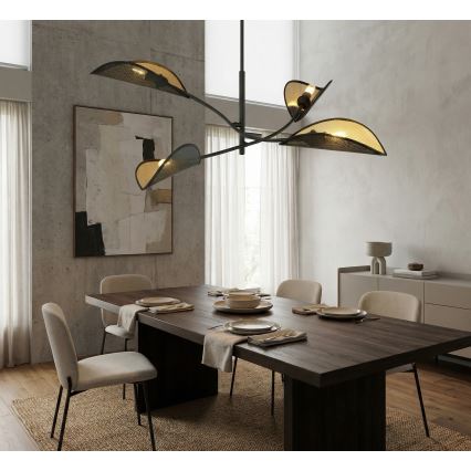 Żyrandol LOTUS 4xE14/10W/230V czarny/złoty