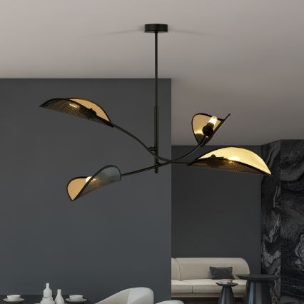 Żyrandol LOTUS 4xE14/10W/230V czarny/złoty