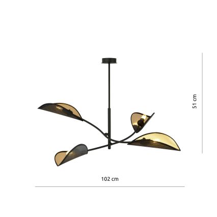 Żyrandol LOTUS 4xE14/10W/230V czarny/złoty