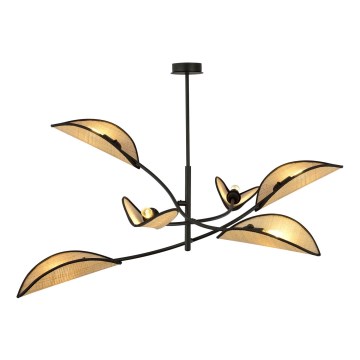 Żyrandol LOTUS 6xE14/10W/230V czarny/beżowy