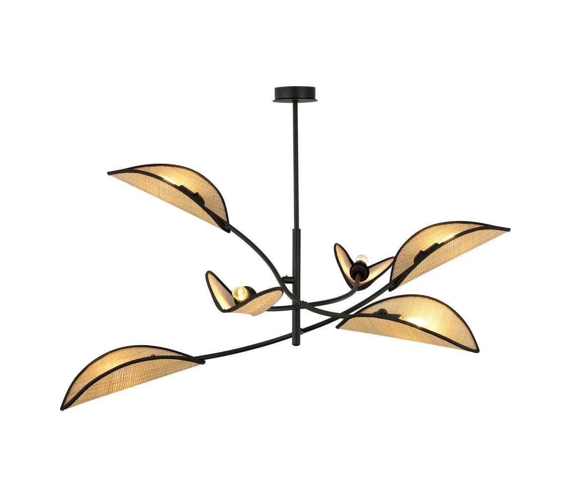 Żyrandol LOTUS 6xE14/10W/230V czarny/beżowy