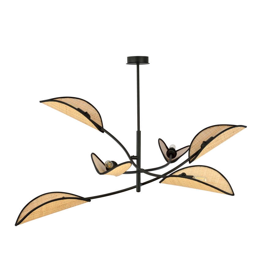 Żyrandol LOTUS 6xE14/10W/230V czarny/beżowy