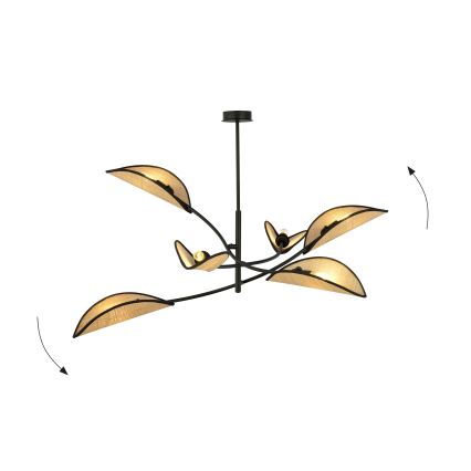 Żyrandol LOTUS 6xE14/10W/230V czarny/beżowy