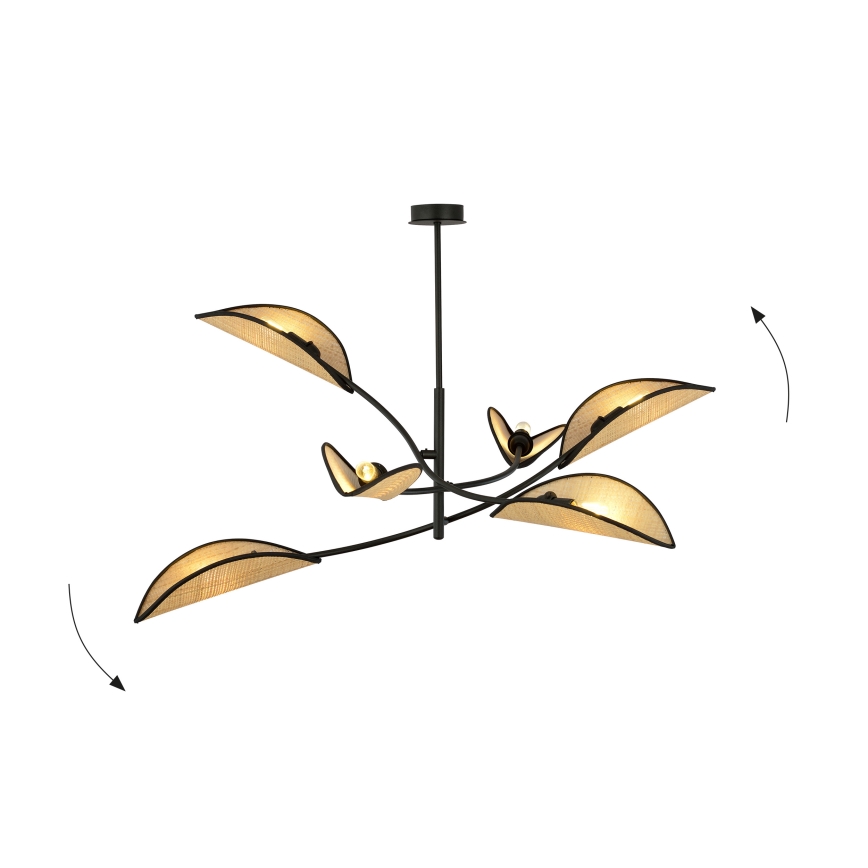 Żyrandol LOTUS 6xE14/10W/230V czarny/beżowy