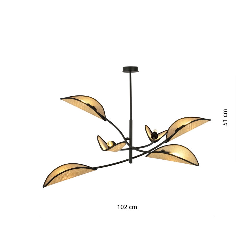 Żyrandol LOTUS 6xE14/10W/230V czarny/beżowy