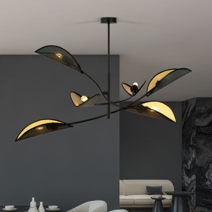 Żyrandol LOTUS 6xE14/10W/230V czarny/złoty