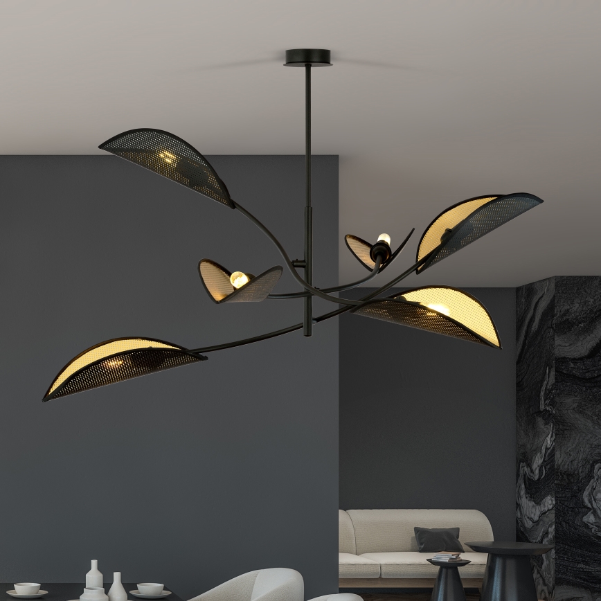 Żyrandol LOTUS 6xE14/10W/230V czarny/złoty