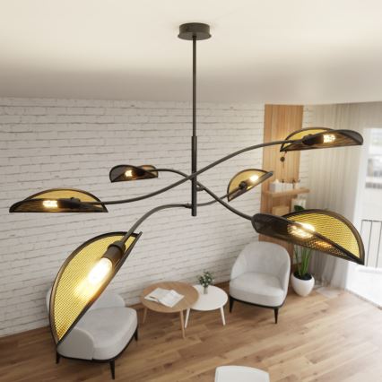 Żyrandol LOTUS 6xE14/10W/230V czarny/złoty
