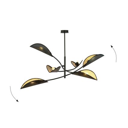 Żyrandol LOTUS 6xE14/10W/230V czarny/złoty