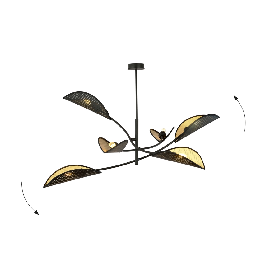 Żyrandol LOTUS 6xE14/10W/230V czarny/złoty