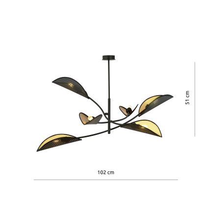 Żyrandol LOTUS 6xE14/10W/230V czarny/złoty
