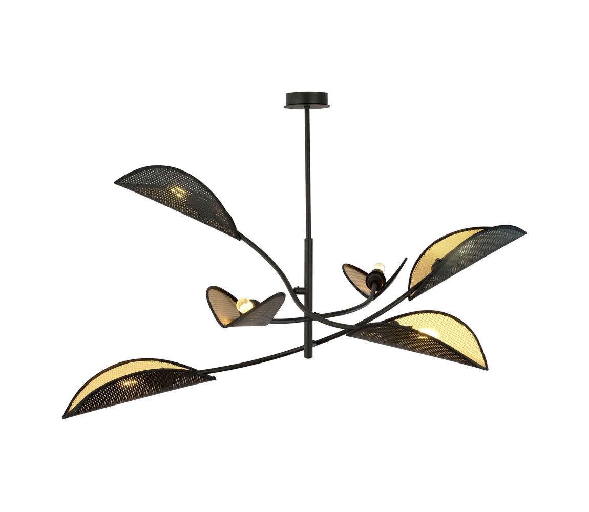 Żyrandol LOTUS 6xE14/10W/230V czarny/złoty