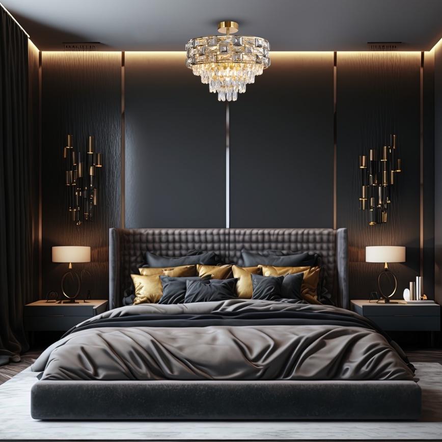 Żyrandol LUXURIA 9xE14/40W/230V złoty