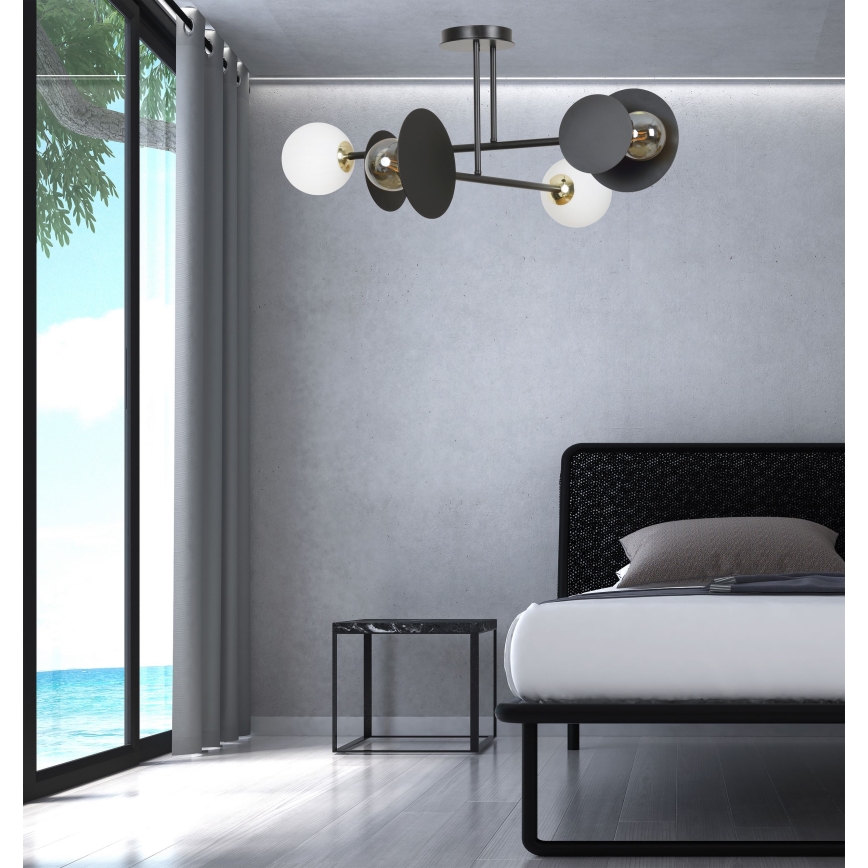 Żyrandol MINERVA 2xE27/15W + 2xE14/10W/230V czarny