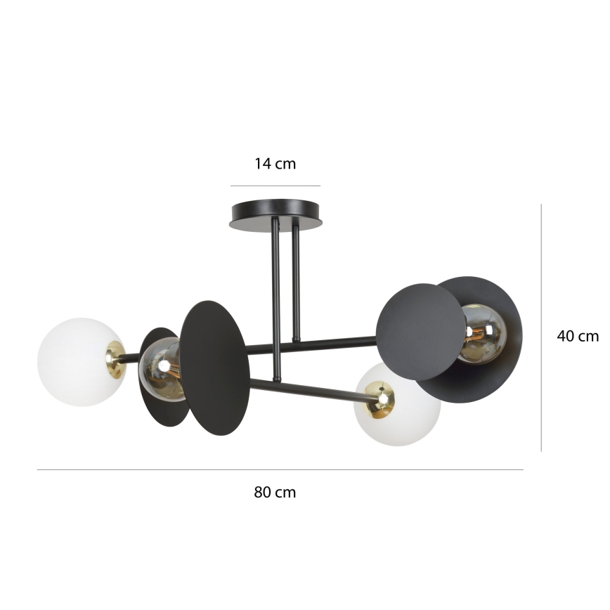 Żyrandol MINERVA 2xE27/15W + 2xE14/10W/230V czarny