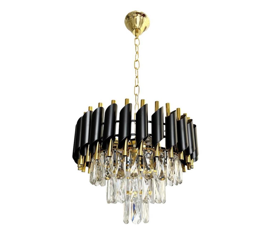 Żyrandol na łańcuchu CRISTAL 5xE14/40W/230V złoty/czarny