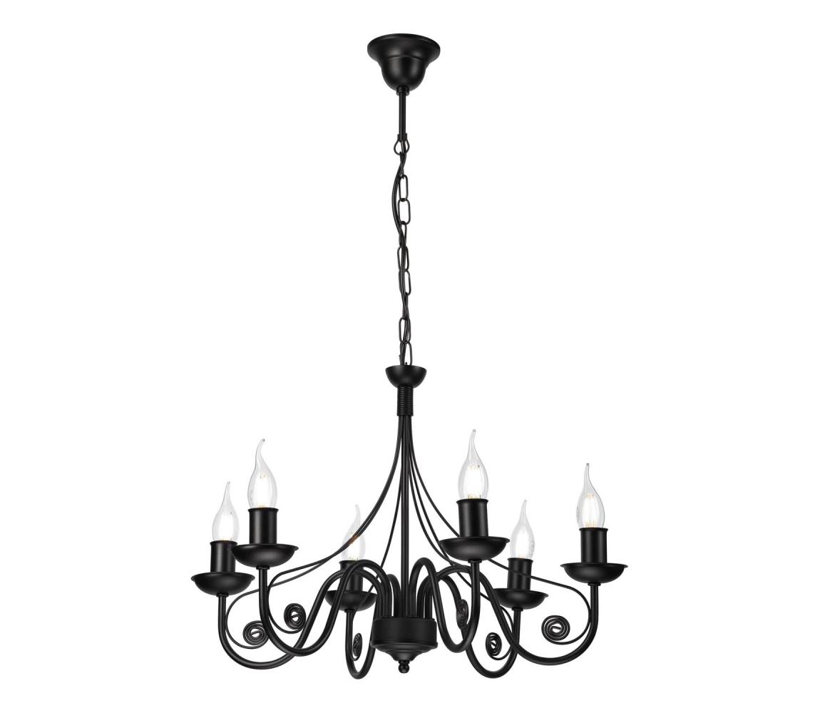Żyrandol na łańcuchu DONATO 6xE14/40W/230V czarny