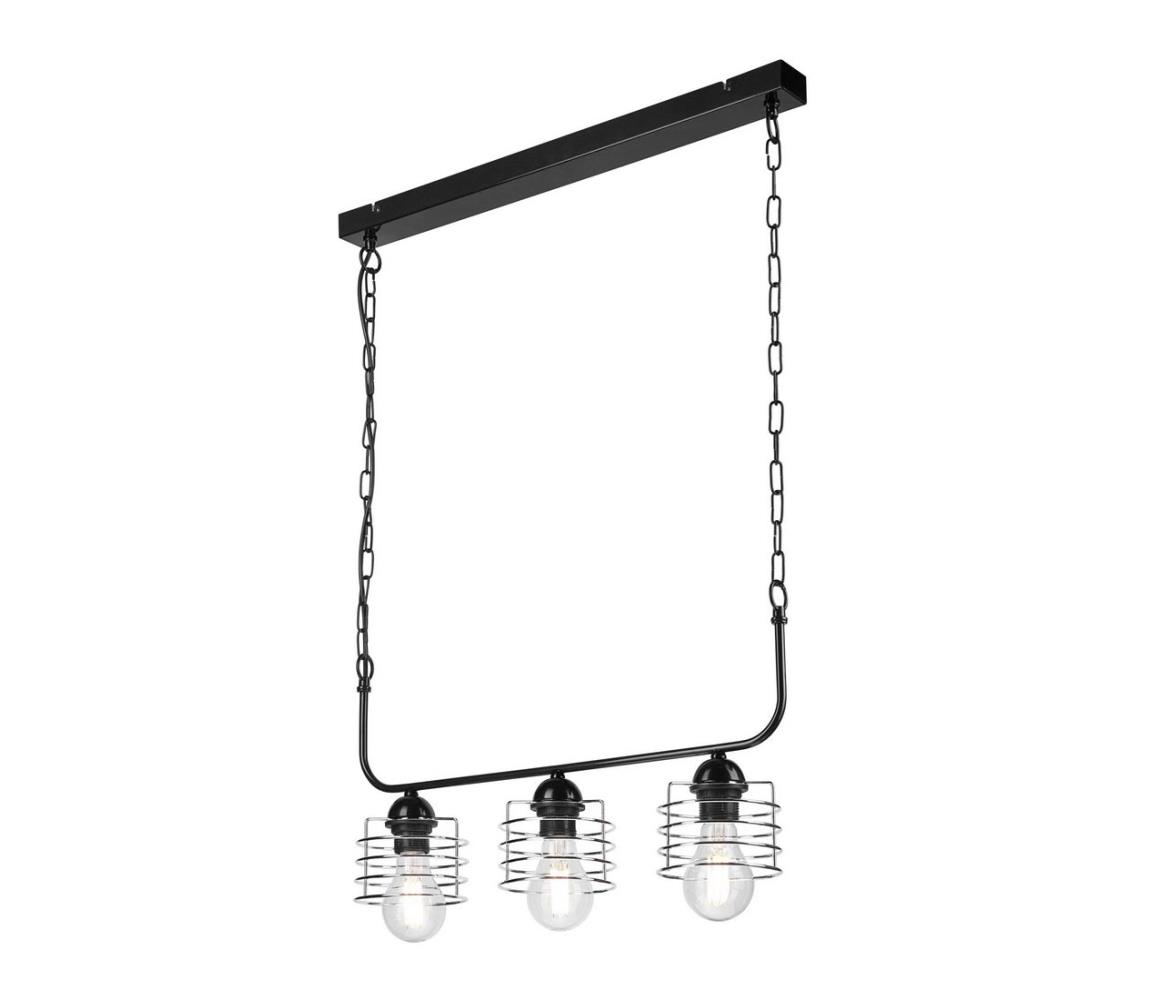 Żyrandol na łańcuchu MORGAN 3xE27/60W/230V czarny/chrom