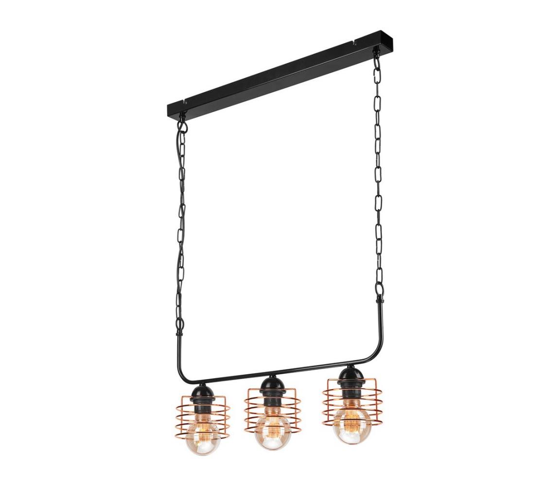 Żyrandol na łańcuchu MORGAN 3xE27/60W/230V czarny/miedziany