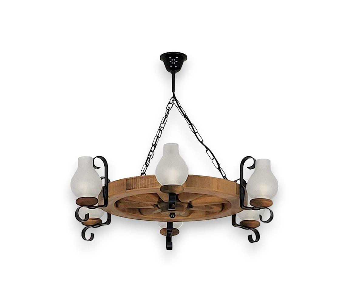 Żyrandol na łańcuchu ROATA 6xE14/40W/230V śr. 70 cm buk - certyfikat FSC