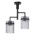 Żyrandol na drążku 2xE27/60W/230V czarny/dymny
